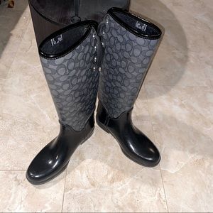 Black Coach Monogram Rain Boots